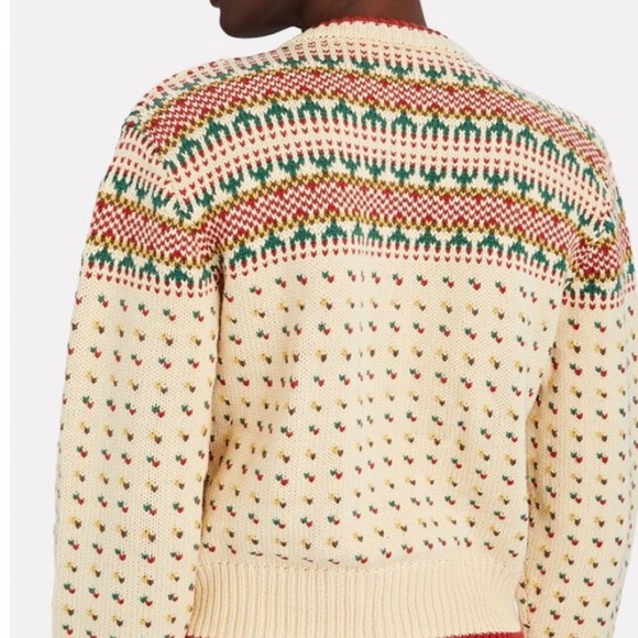 The Great. Vintage Ornament Button Down Cardigan in Cream Green and Red Size 0 - Picture 6 of 15